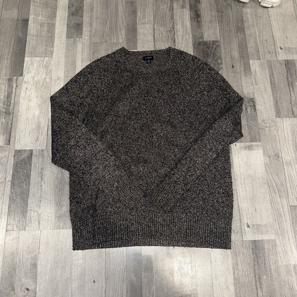 J Crew Mens Speckled Knit Gray Sweater M Lambswool Blend Crewneck